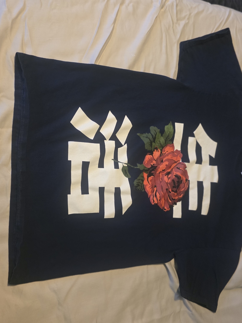 Navy 'Livelihood' Graphic Tee with Bold Rose
